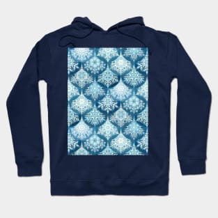 Icy Mermaid Snowflake Scales in Denim Blue Hoodie